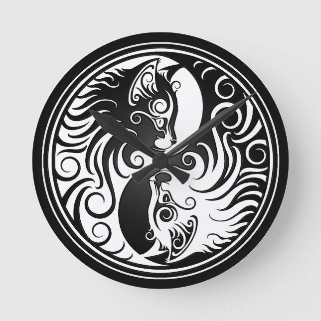 Yin Yang Kittens Round Clock (Front)