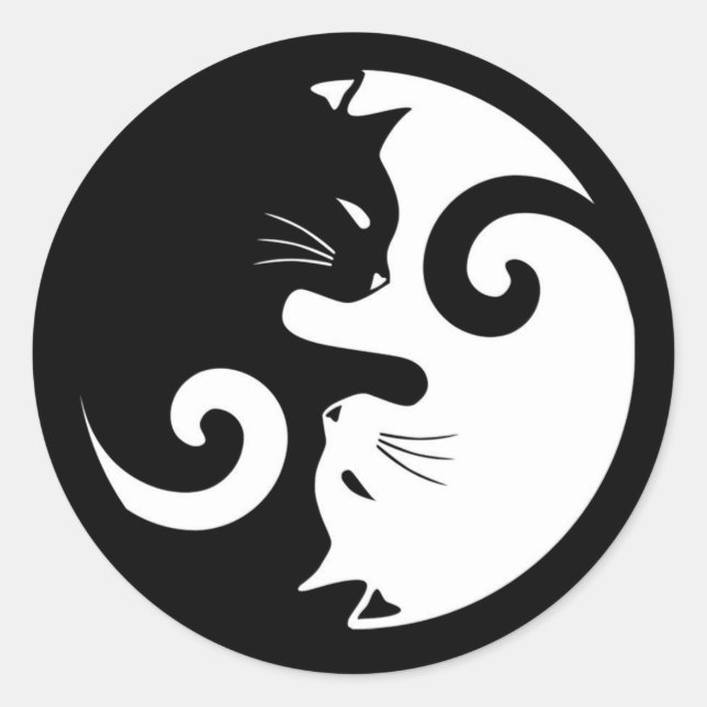 Yin Yang Kitties Classic Round Sticker (Front)
