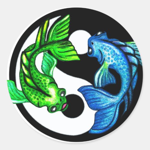 Yin_Yang Koi Design Classic Round Sticker