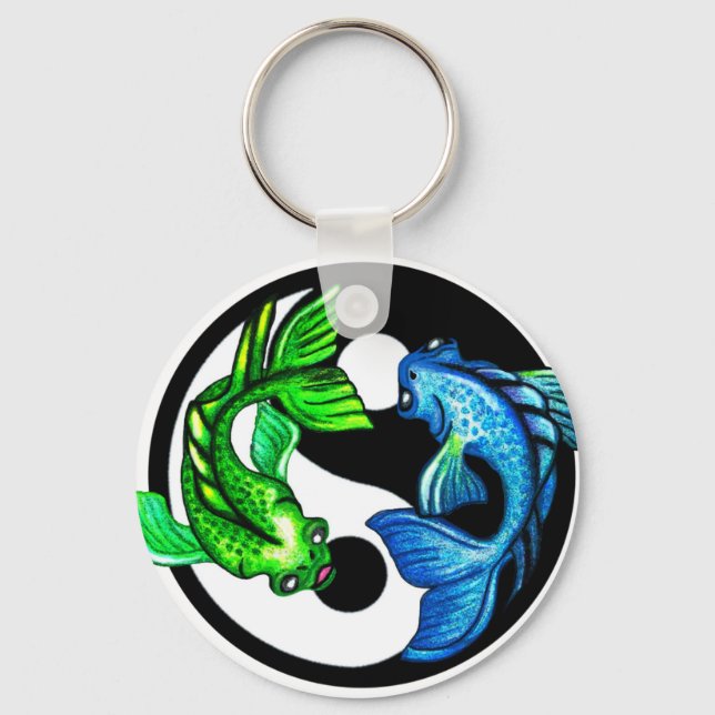 Yin-Yang Koi Design Keychain (Front)