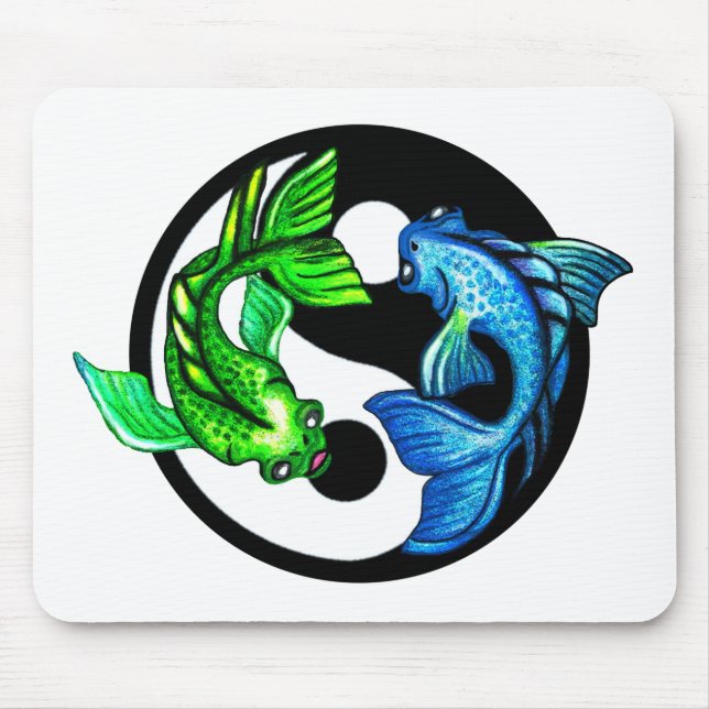 Yin-Yang Koi Design Mouse Pad (Front)