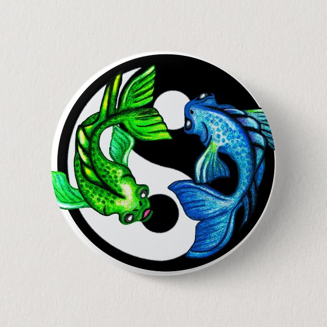 Yin-Yang Koi Design Pinback Button (Front)