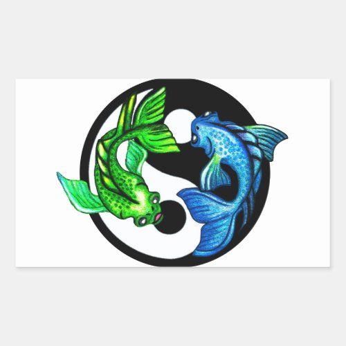 Yin_Yang Koi Design Rectangular Sticker