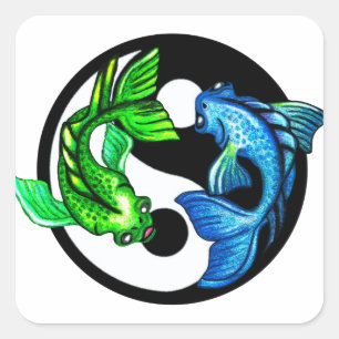 Yin-Yang Koi Design Square Sticker