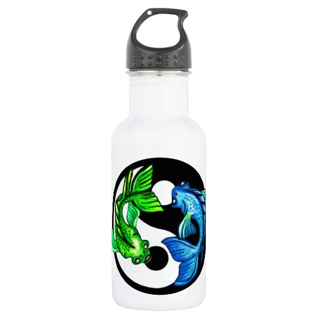 Yin-Yang Koi Design Stainless Steel Water Bottle (Front)