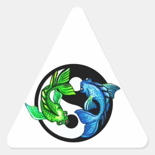 Yin_Yang Koi Design Triangle Sticker