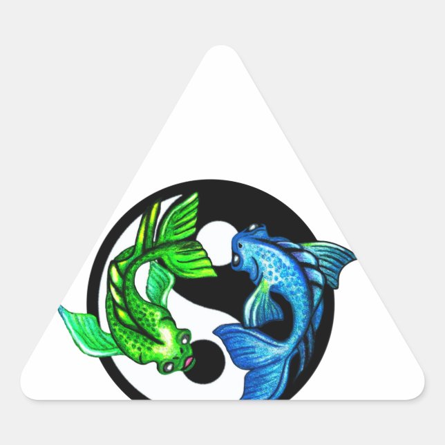 Yin-Yang Koi Design Triangle Sticker (Front)
