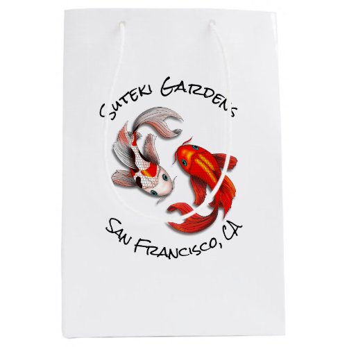Yin Yang Koi Fish Botanical Garden Business Logo Medium Gift Bag