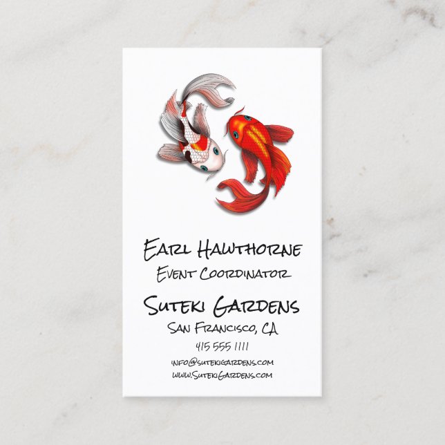 Yin Yang Koi Fish Business Logo Japanese Garden Card (Front)