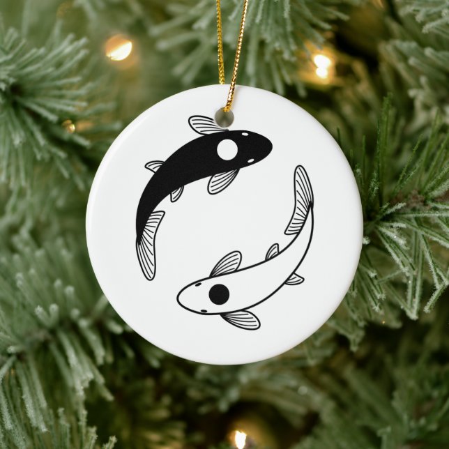 Yin Yang Koi Fish Ceramic Ornament (Tree)