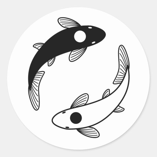 Yin Yang Koi Fish Classic Round Sticker | Zazzle.com