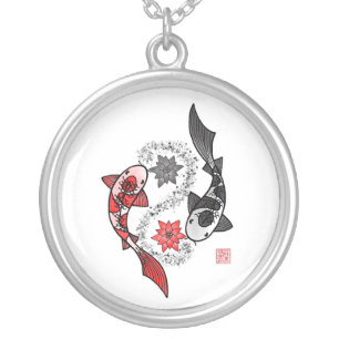 Yin Yang Koi Fish Large Pendant