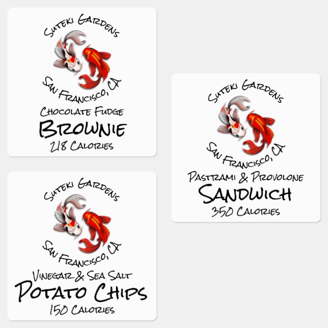 Yin Yang Koi Fish Logo Product Labels (Group)