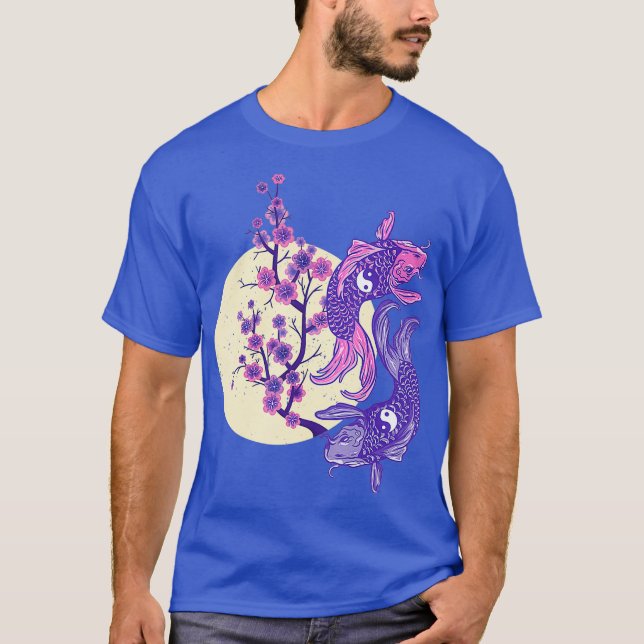 YIN YANG KOI FISH WITH CHERRY BLOSSOM T-Shirt (Front)