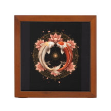 Yin Yang Koi Fish with Lotus Mandala