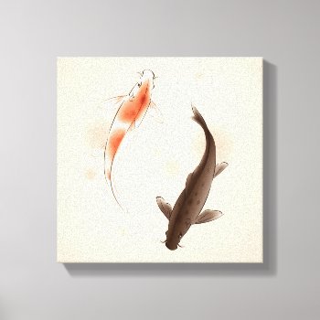 Yin Yang Koi Fishes In Oriental Style Painting Canvas Print by watercoloring at Zazzle