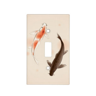 Yin Yang Koi fishes in oriental style painting Light Switch Cover