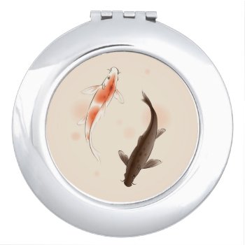 Yin Yang Koi Fishes In Oriental Style Painting Mirror For Makeup by watercoloring at Zazzle