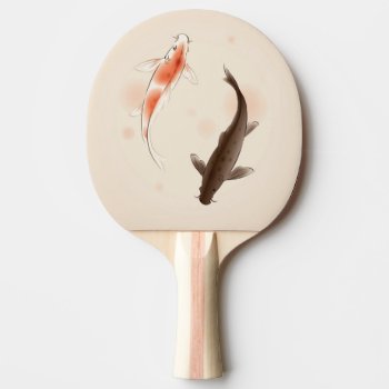 Yin Yang Koi Fishes In Oriental Style Painting Ping Pong Paddle by watercoloring at Zazzle