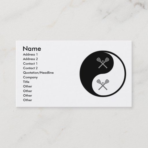 Customizable Yin Yang Lacrosse Business Cards