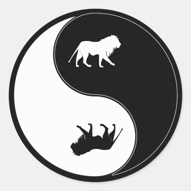 Yin Yang Lion Classic Round Sticker (Front)