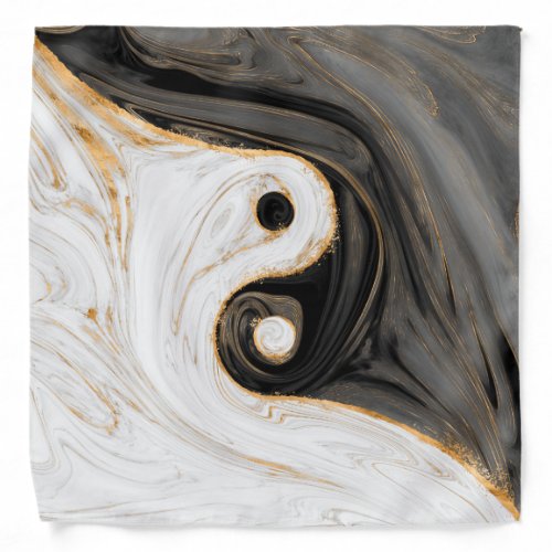 Yin Yang Liquid Marble Bandana