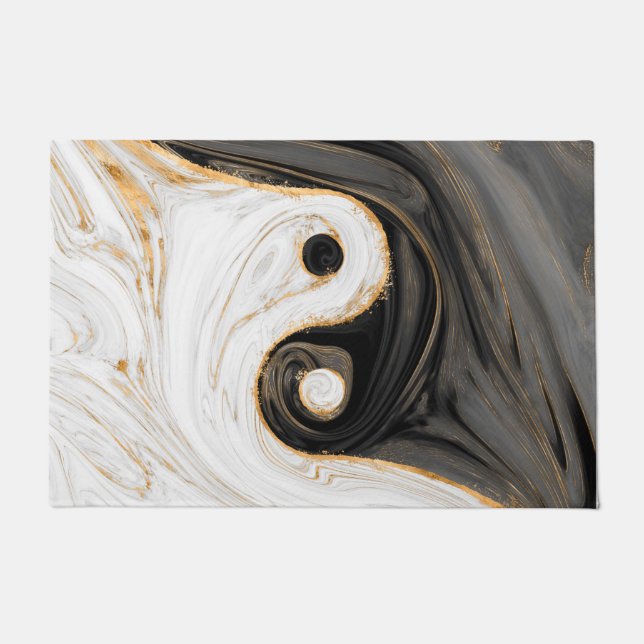 Yin Yang Liquid Marble Doormat (Front)