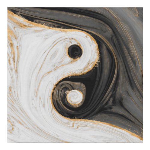 Yin Yang Liquid Marble Faux Canvas Print
