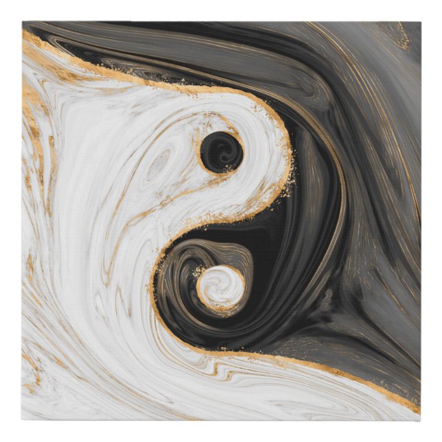 Yin Yang Liquid Marble Faux Canvas Print (Front)