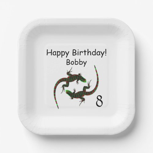 Yin Yang Lizards Age  Birthday Paper Plates