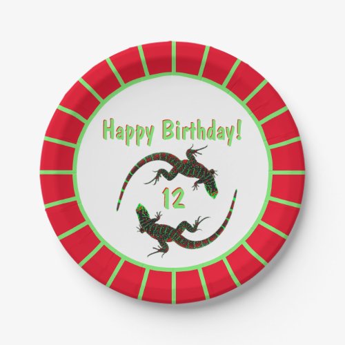 Yin Yang Lizards Birthday Paper Plates