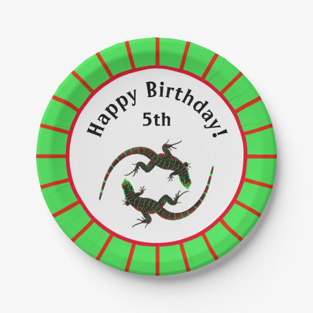 Yin Yang Lizards Birthday Paper Plates (Front)