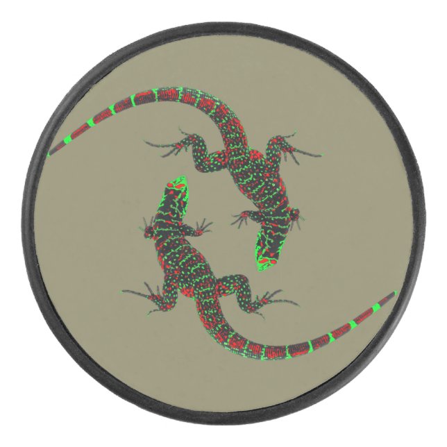 Yin Yang Lizards Hockey Puck (Front)