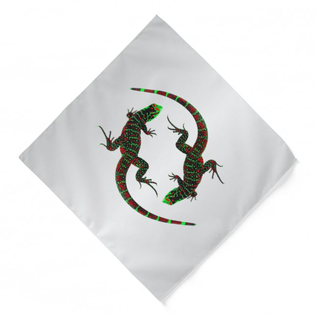 Yin Yang Lizards Silver Bandana (Front)