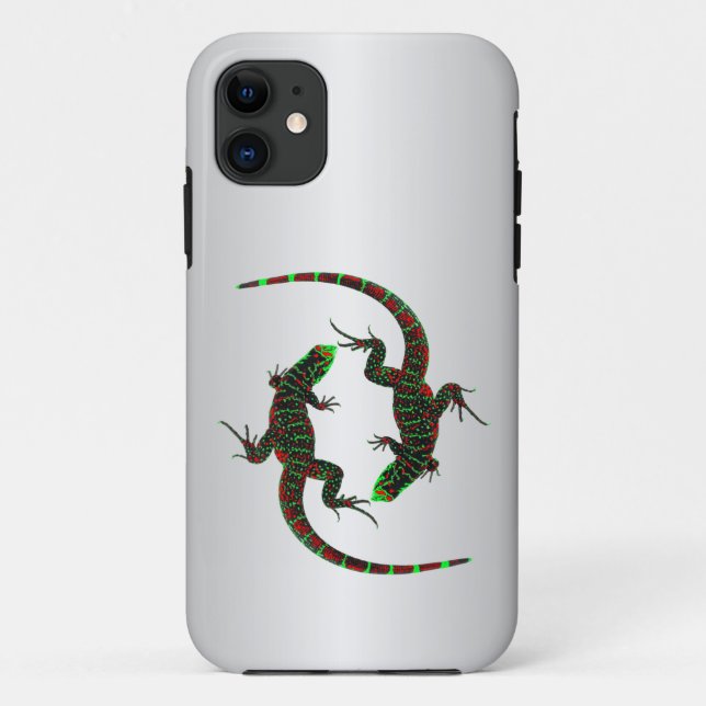 Yin Yang Lizards Silver Case-Mate iPhone Case (Back)