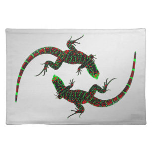 Yin Yang Lizards Silver Cloth Placemat