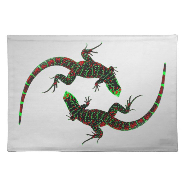 Yin Yang Lizards Silver Cloth Placemat (Front)