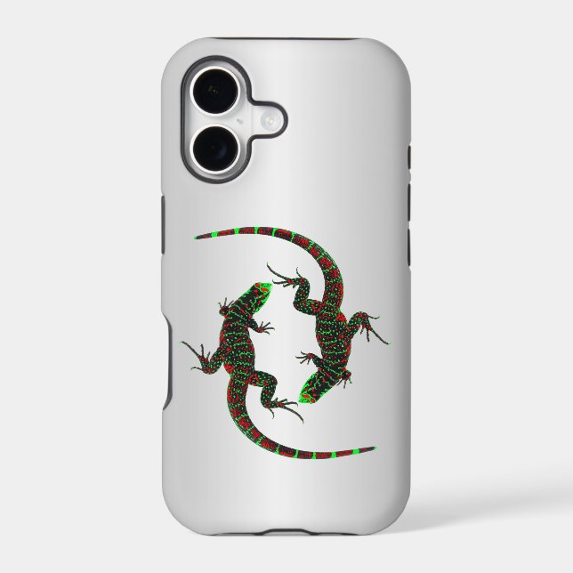 Yin Yang Lizards Silver Iphone Case (Back)