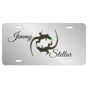 Yin Yang Lizards Silver License Plate