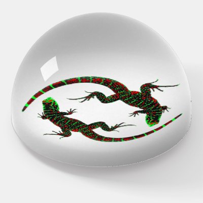 Yin Yang Lizards Silver Paperweight