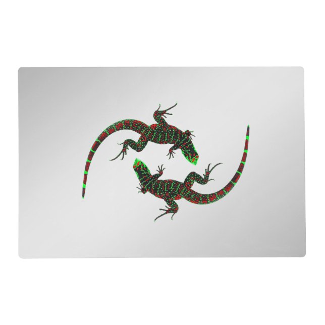 Yin Yang Lizards Silver Placemat (Front)