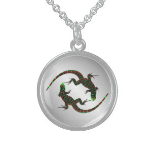 Yin Yang Lizards Silver Sterling Silver Necklace