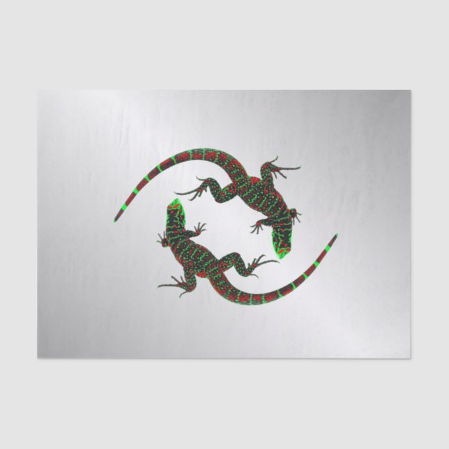 Yin Yang Lizards Silver Tissue Paper (Front)