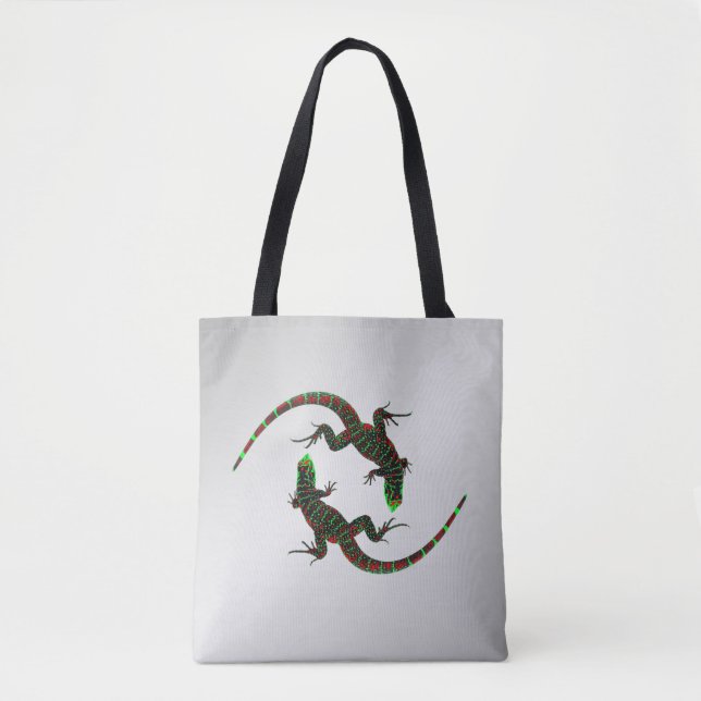 Yin Yang Lizards Silver Tote Bag (Front)
