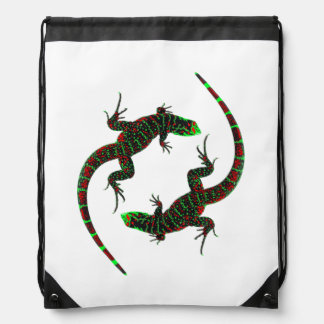 Yin Yang Lizards White Drawstring Bag