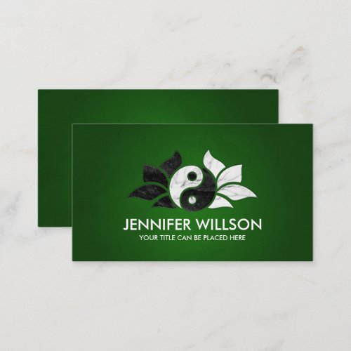Yin Yang Lotus flower _ Black and white marble Business Card