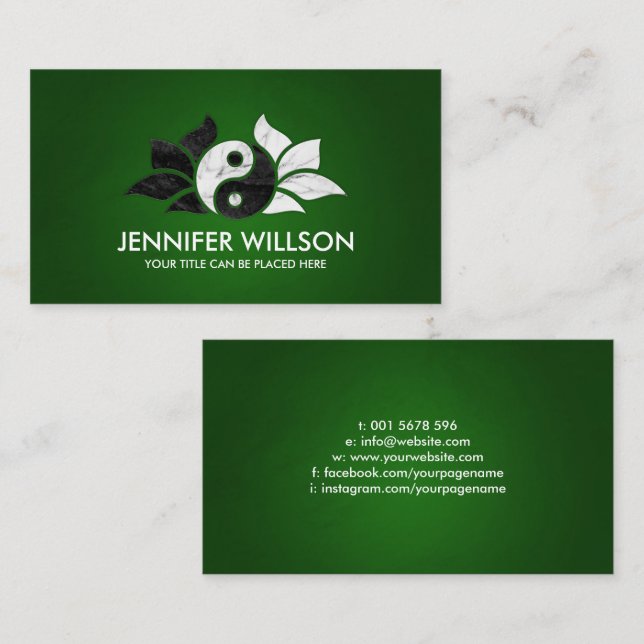 Yin Yang Lotus flower - Black and white marble Business Card (Front/Back)