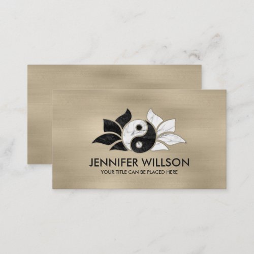 Yin Yang Lotus flower _ Black and white marble Business Card