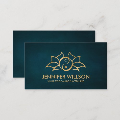 Yin Yang Lotus flower _ Gold outline Business Card