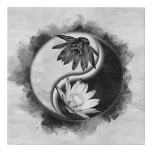 Yin Yang - Lotus flowers Faux Canvas Print
